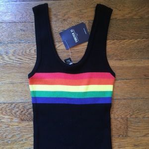 Forever 21 Rainbow Cotton-Knit Sweater Tank Top